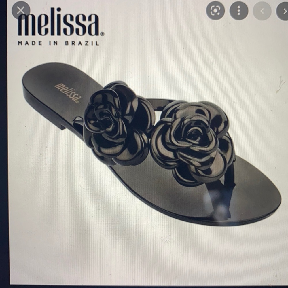 Melissa harmonic garden black flip flops 9